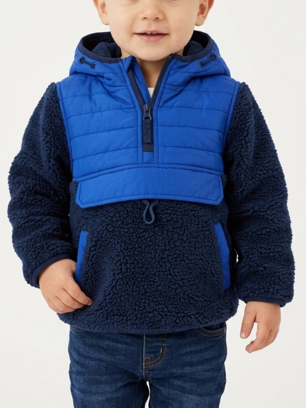 1 Madison Baby Blue Fleece Hoodie 18 Months Toddler Pullover Sweatshirt Kid NWT